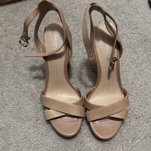 Gianni Bini Beige Strappy Mid Heel Sandals